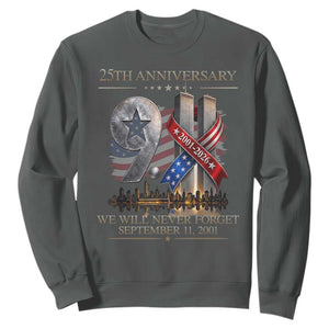We Will Never Forget 9 11 Memorial 25th Anniversary Sweatshirt Patriotic American Flag Ribbon