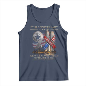 We Will Never Forget 9 11 Memorial 25th Anniversary Tank Top Patriotic American Flag Ribbon