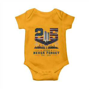 Patriotic Soaring Bald Eagle 9 11 Memorial 25th Anniversary Baby Onesie 25 Years 2021 2026 Never Forget