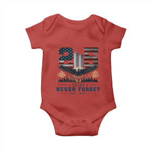 Patriotic Soaring Bald Eagle 9 11 Memorial 25th Anniversary Baby Onesie 25 Years 2021 2026 Never Forget