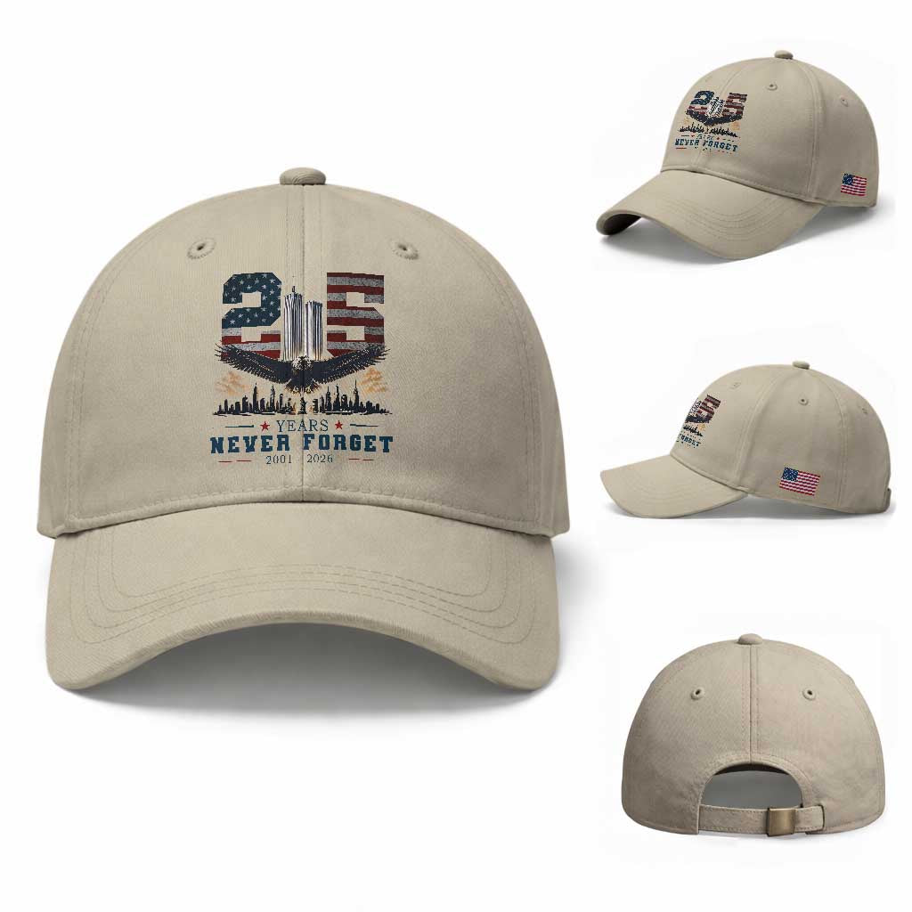 Patriotic Soaring Bald Eagle 9 11 Memorial 25th Anniversary Baseball Cap 25 Years 2021 2026 Never Forget