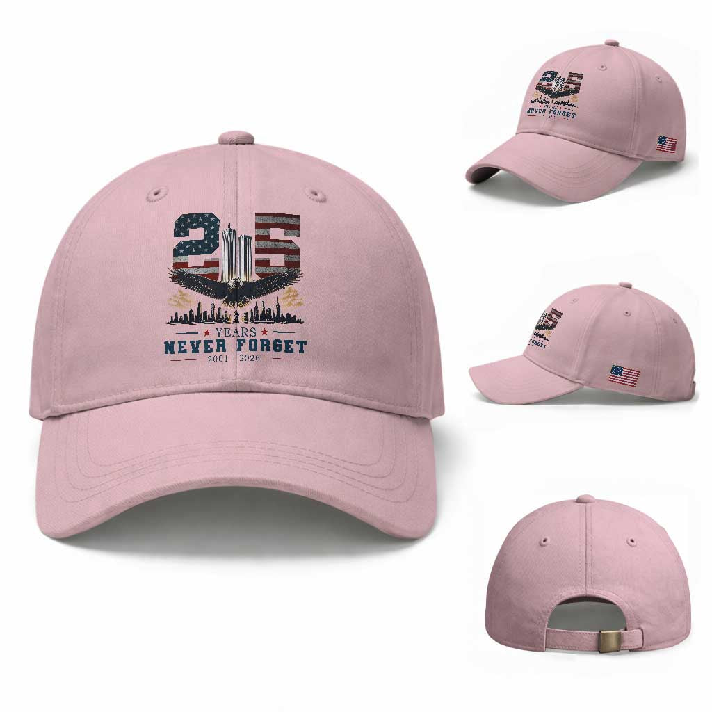 Patriotic Soaring Bald Eagle 9 11 Memorial 25th Anniversary Baseball Cap 25 Years 2021 2026 Never Forget