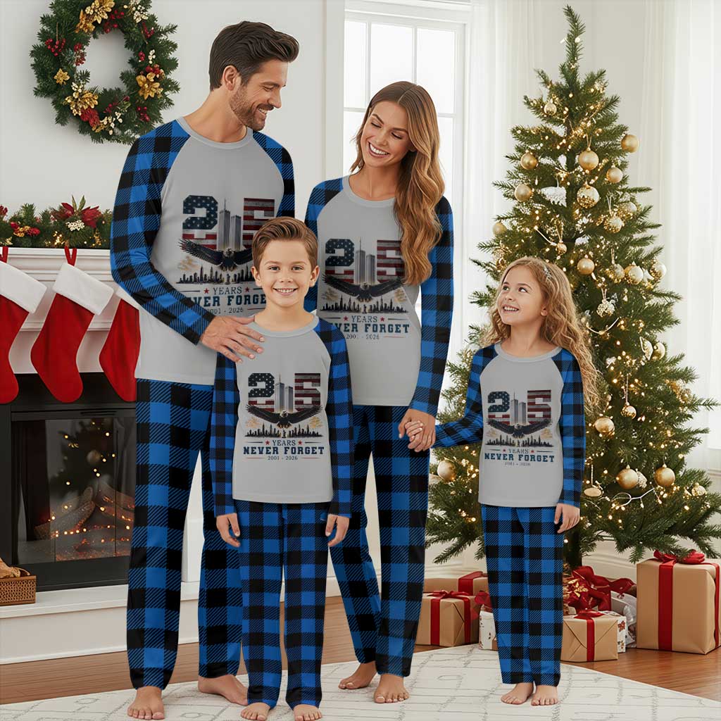 Patriotic Soaring Bald Eagle 9 11 Memorial 25th Anniversary Plaid Pajama Set 25 Years 2021 2026 Never Forget