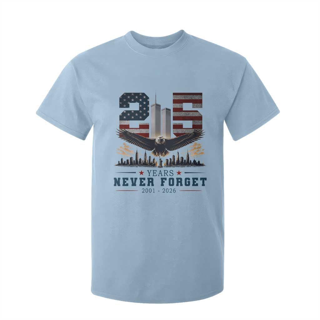 Patriotic Soaring Bald Eagle 9 11 Memorial 25th Anniversary T Shirt For Kid 25 Years 2021 2026 Never Forget