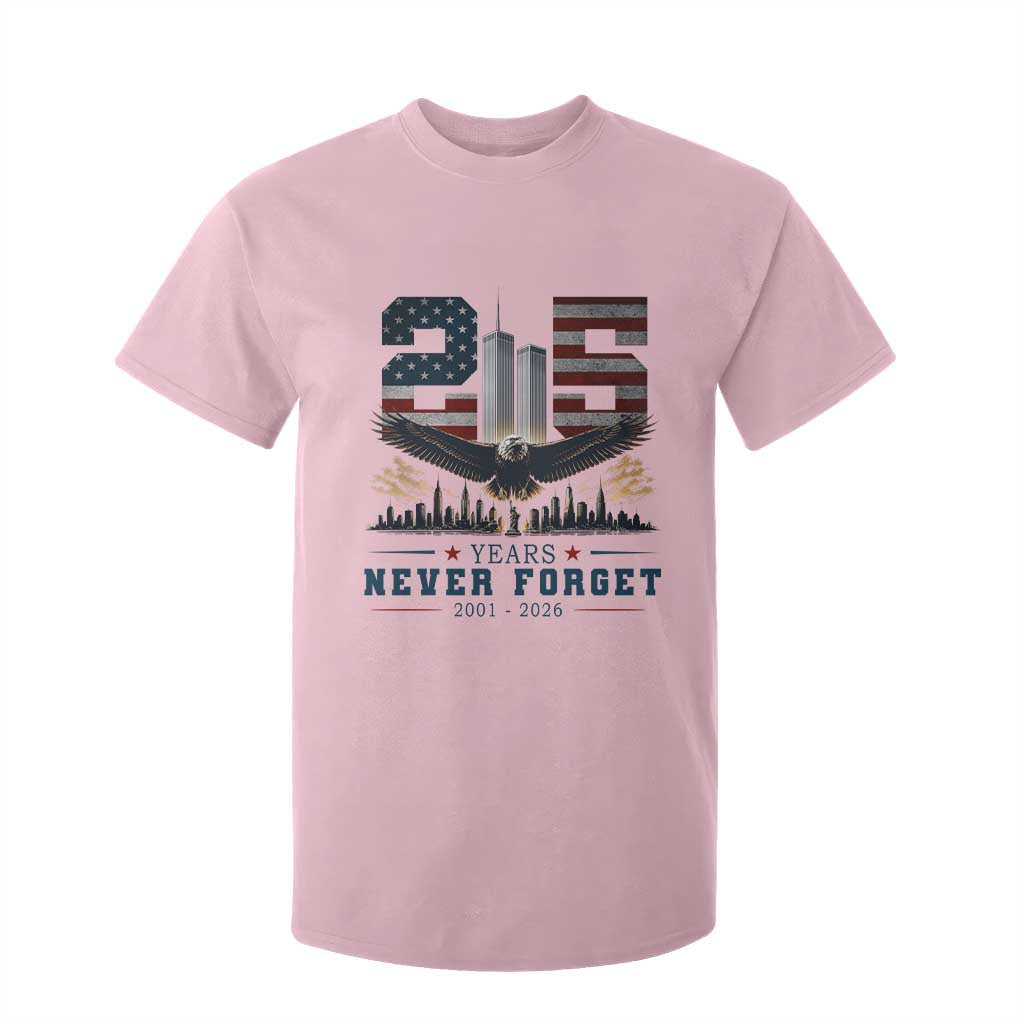 Patriotic Soaring Bald Eagle 9 11 Memorial 25th Anniversary T Shirt For Kid 25 Years 2021 2026 Never Forget