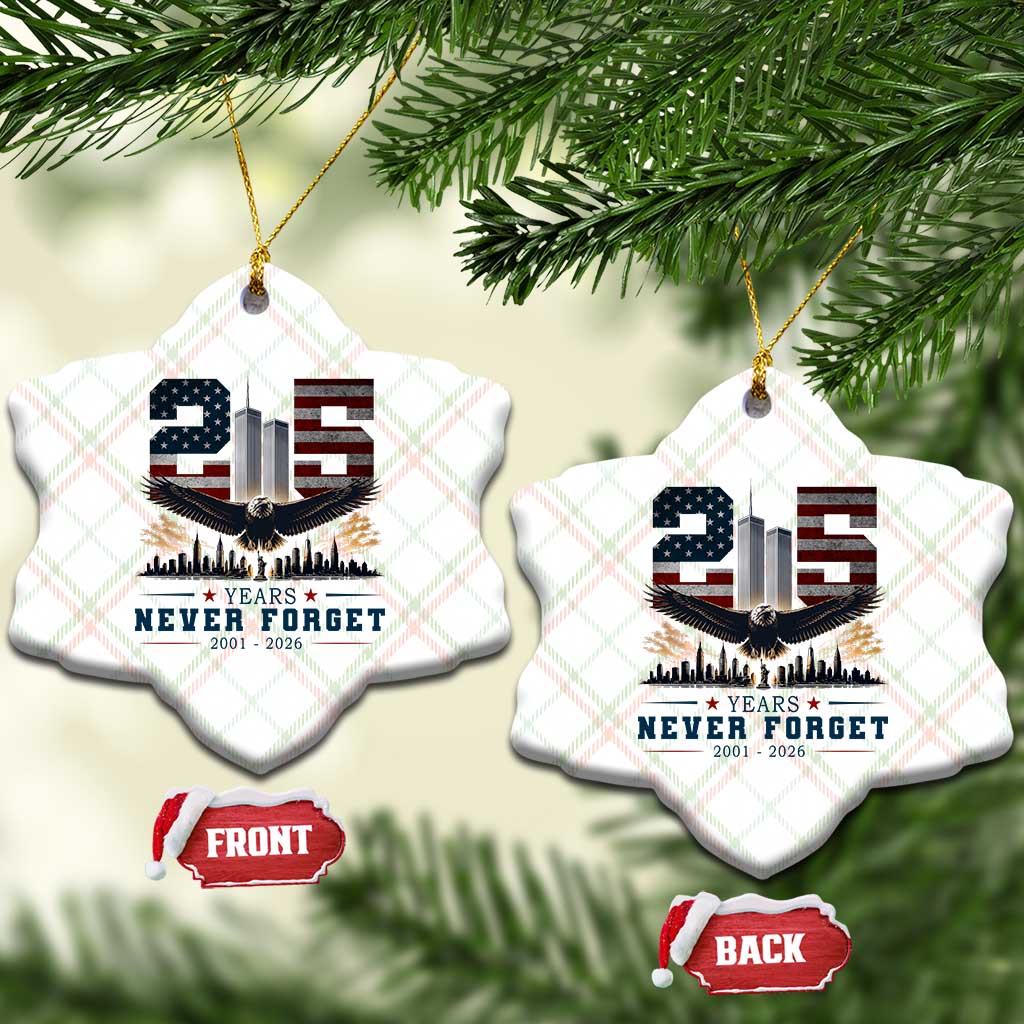 Patriotic Soaring Bald Eagle 9 11 Memorial 25th Anniversary Ceramic Ornament 25 Years 2021 2026 Never Forget