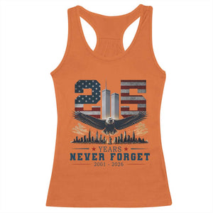 Patriotic Soaring Bald Eagle 9 11 Memorial 25th Anniversary Racerback Tank Top 25 Years 2021 2026 Never Forget