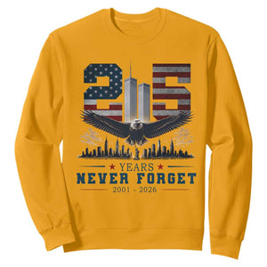 Patriotic Soaring Bald Eagle 9 11 Memorial 25th Anniversary Sweatshirt 25 Years 2021 2026 Never Forget