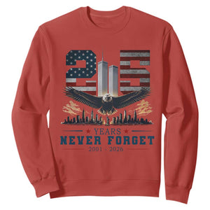 Patriotic Soaring Bald Eagle 9 11 Memorial 25th Anniversary Sweatshirt 25 Years 2021 2026 Never Forget