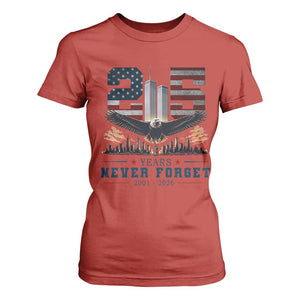 Patriotic Soaring Bald Eagle 9 11 Memorial 25th Anniversary T Shirt For Women 25 Years 2021 2026 Never Forget