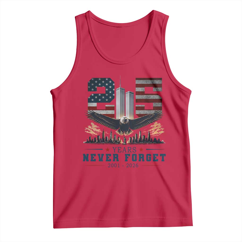 Patriotic Soaring Bald Eagle 9 11 Memorial 25th Anniversary Tank Top 25 Years 2021 2026 Never Forget