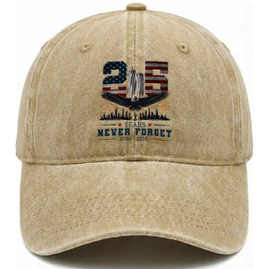Patriotic Soaring Bald Eagle 9 11 Memorial 25th Anniversary Washed Cotton Baseball Cap 25 Years 2021 2026 Never Forget