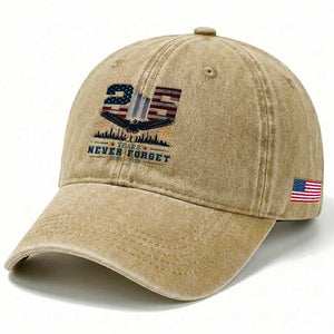 Patriotic Soaring Bald Eagle 9 11 Memorial 25th Anniversary Washed Cotton Baseball Cap 25 Years 2021 2026 Never Forget