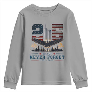 Patriotic Soaring Bald Eagle 9 11 Memorial 25th Anniversary Youth Sweatshirt 25 Years 2021 2026 Never Forget