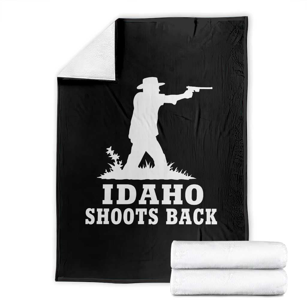 Idaho Shoots Back Cowboy Gunslinger Silhouette Patriotic Graphic Throw Blanket TS02 Black Print Your Wear