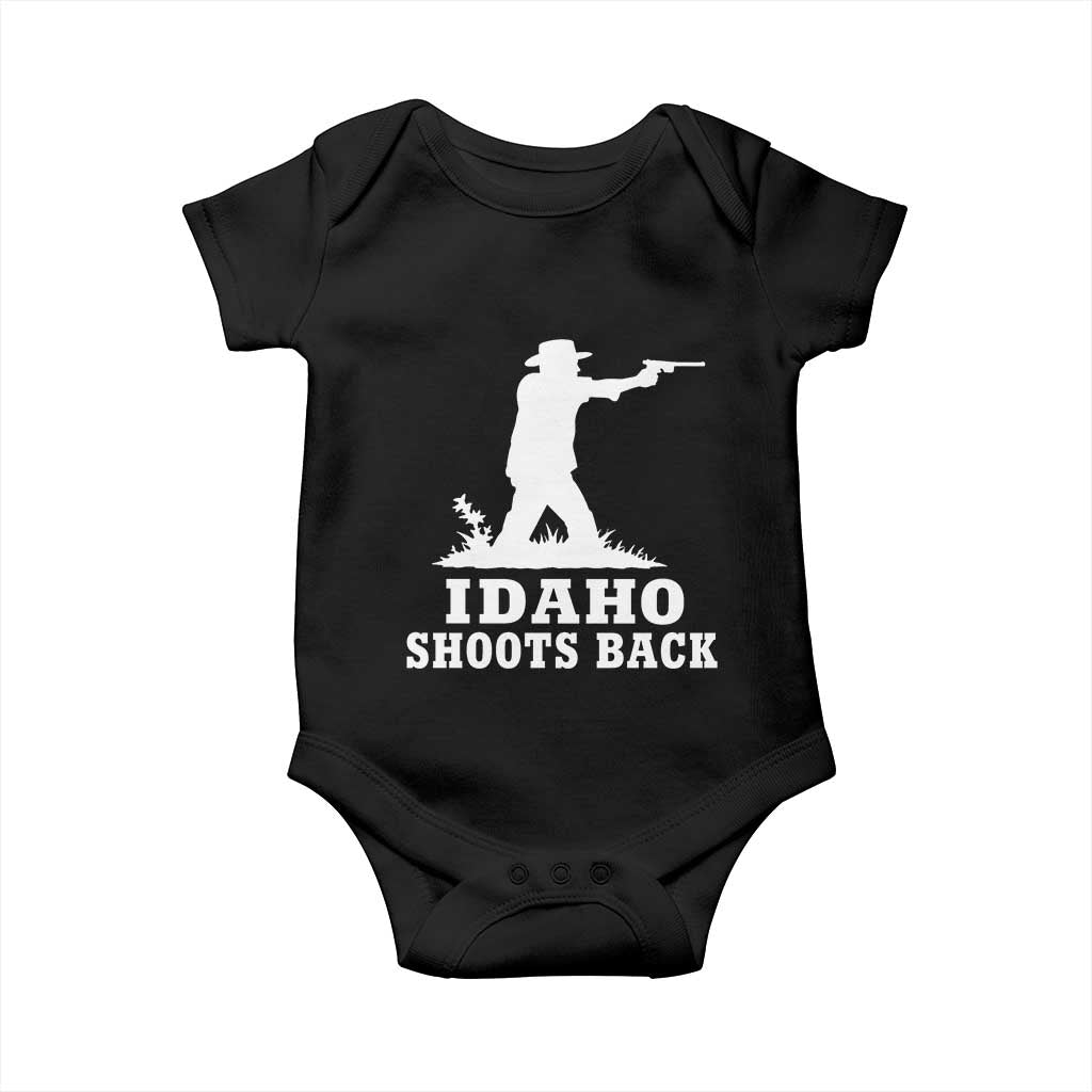Idaho Shoots Back Cowboy Gunslinger Silhouette Patriotic Graphic Baby Onesie TS02 Black Print Your Wear