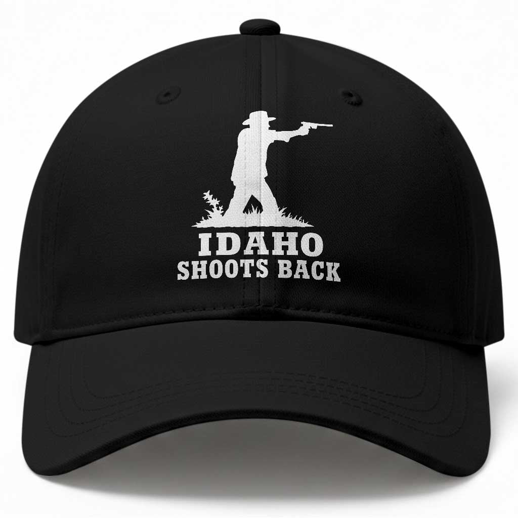 Idaho Shoots Back Cowboy Gunslinger Silhouette Patriotic Graphic Baseball Cap TS02 Print Your Wear