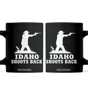 Idaho Shoots Back Cowboy Gunslinger Silhouette Patriotic Graphic Coffee Mug