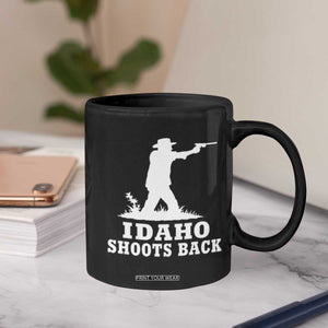 Idaho Shoots Back Cowboy Gunslinger Silhouette Patriotic Graphic Coffee Mug