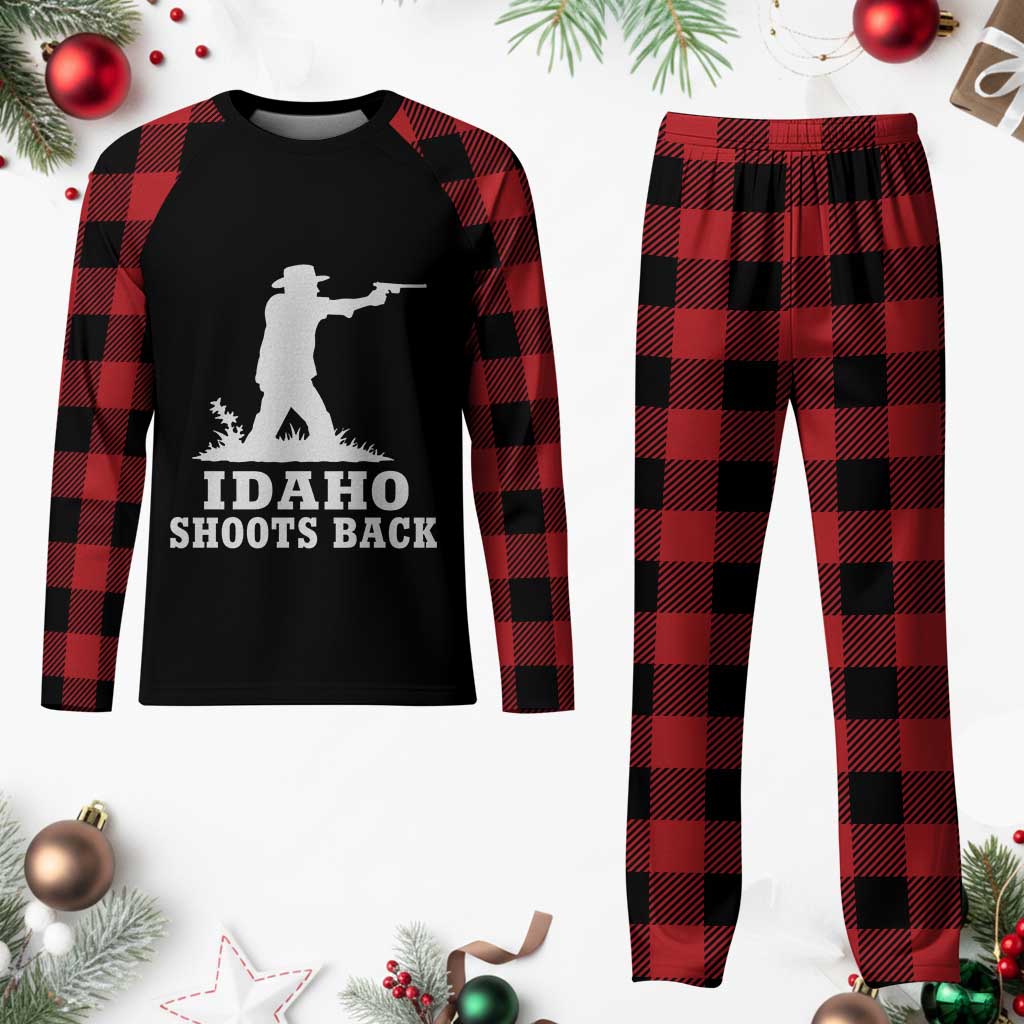 Idaho Shoots Back Cowboy Gunslinger Silhouette Patriotic Graphic Plaid Pajama Set TS02 Buffalo Plaid Print Your Wear