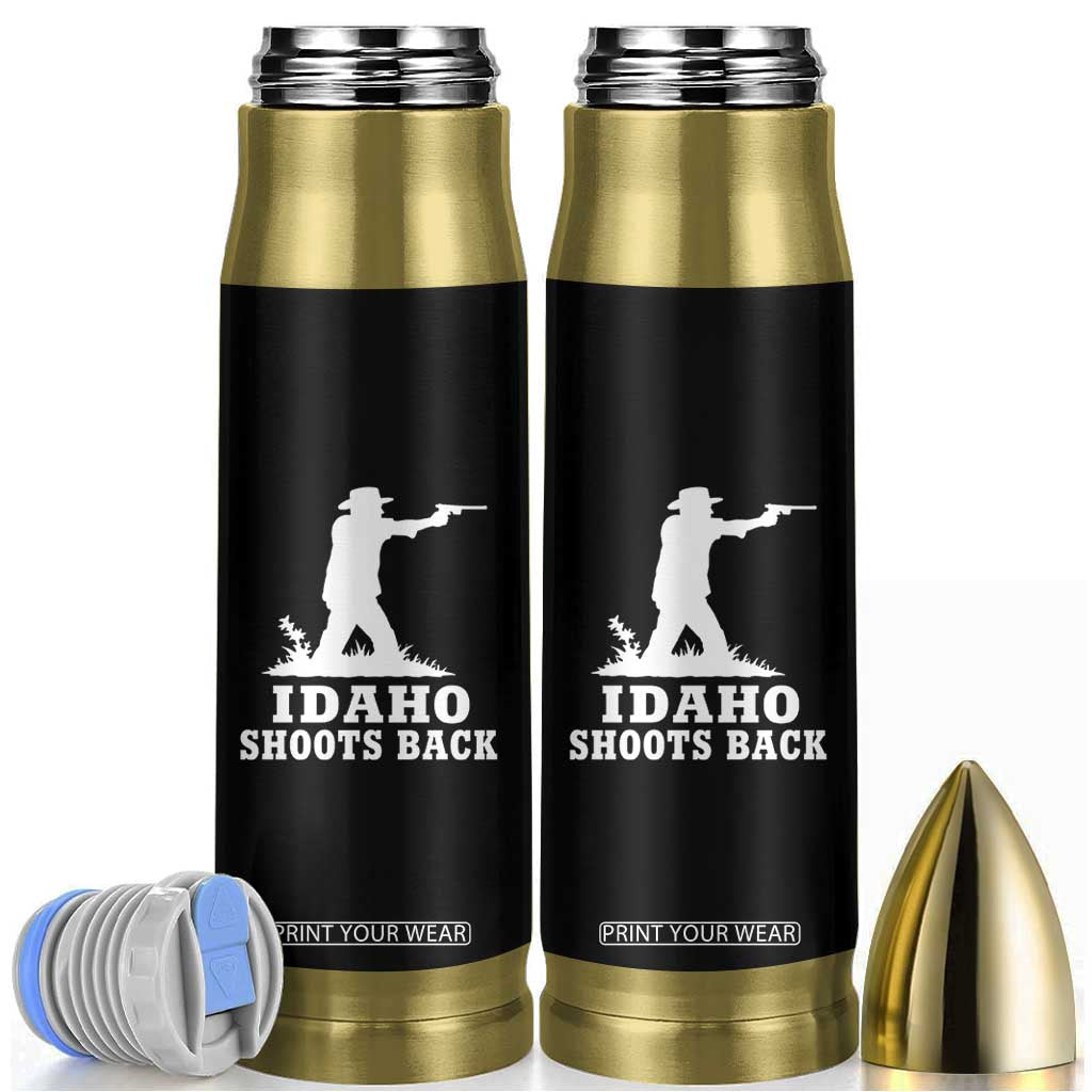 Idaho Shoots Back Cowboy Gunslinger Silhouette Patriotic Graphic Bullet Tumbler