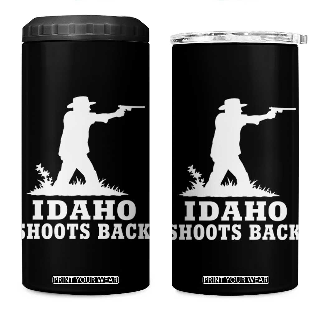 Idaho Shoots Back Cowboy Gunslinger Silhouette Patriotic Graphic 4 in 1 Can Cooler Tumbler TS02 One Size: 16 oz Black Print Your Wear
