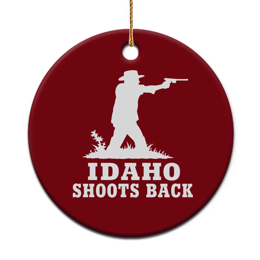 Idaho Shoots Back Cowboy Gunslinger Silhouette Patriotic Graphic Ceramic Ornament TS02 1pc Red Print Your Wear