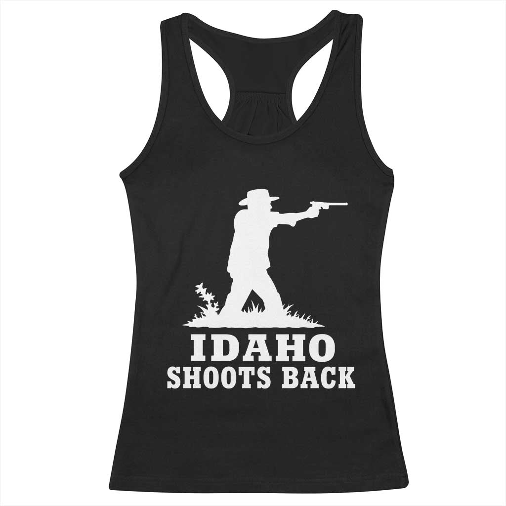 Idaho Shoots Back Cowboy Gunslinger Silhouette Patriotic Graphic Racerback Tank Top TS02 Black Print Your Wear