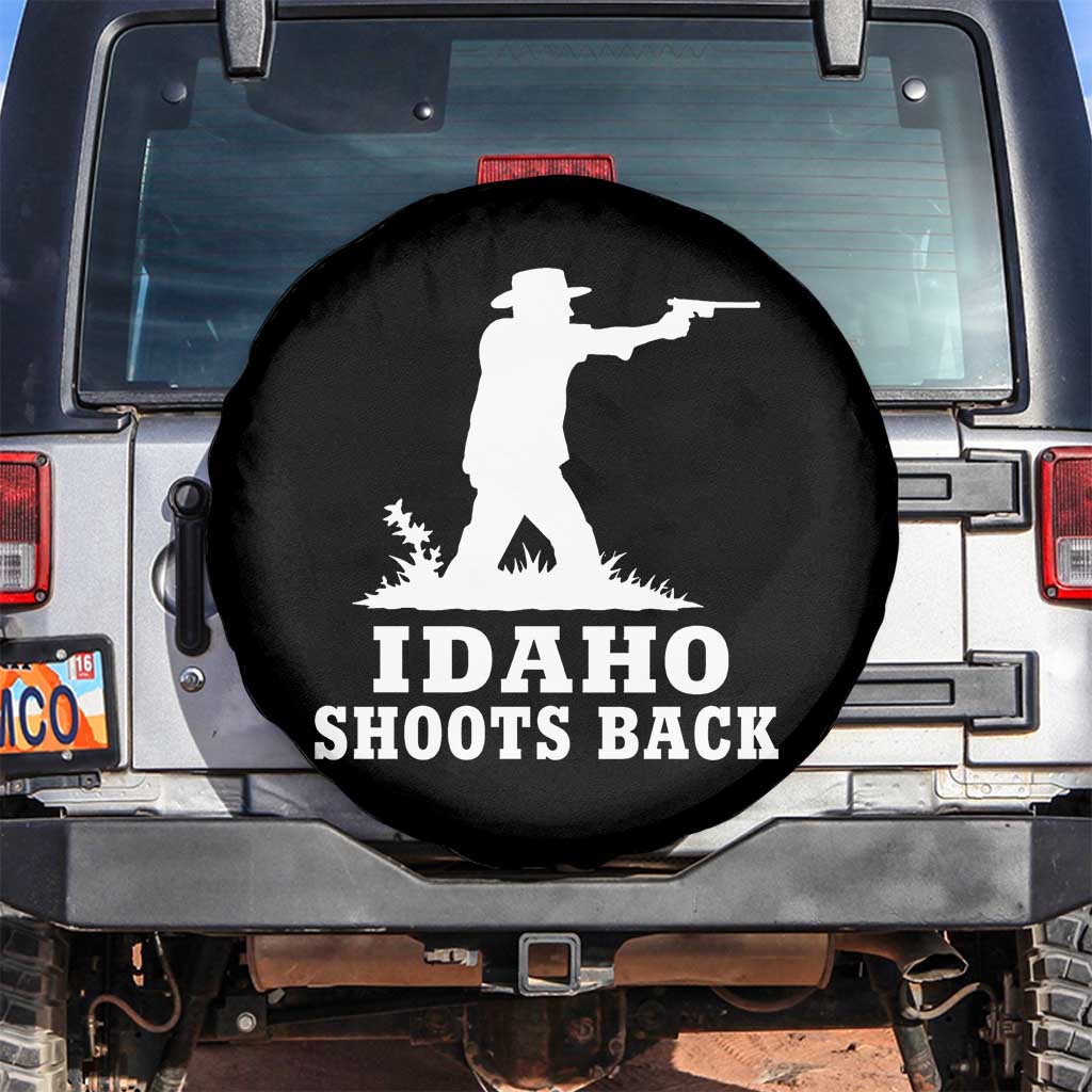Idaho Shoots Back Cowboy Gunslinger Silhouette Patriotic Graphic Spare Tire Cover TS02 No hole Black Print Your Wear