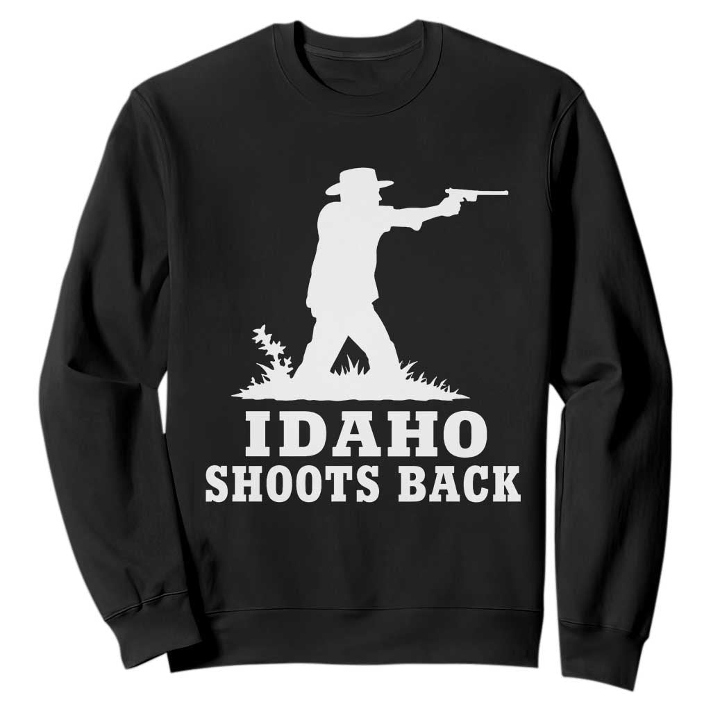 Idaho Shoots Back Cowboy Gunslinger Silhouette Patriotic Graphic Sweatshirt TS02 Black Print Your Wear