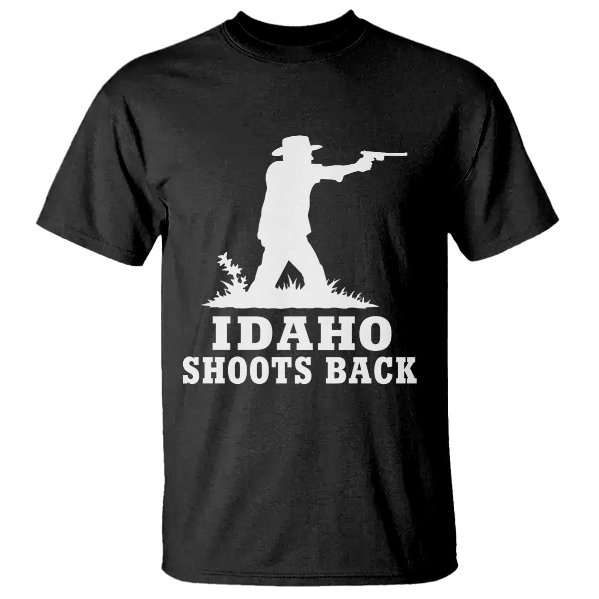 Idaho Shoots Back Cowboy Gunslinger Silhouette Patriotic Graphic T Shirt TS02 Black Print Your Wear