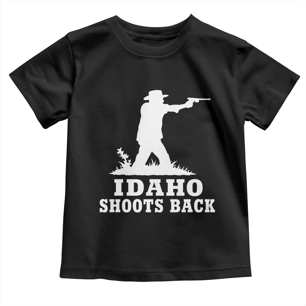 Idaho Shoots Back Cowboy Gunslinger Silhouette Patriotic Graphic Toddler T Shirt TS02 Black Print Your Wear