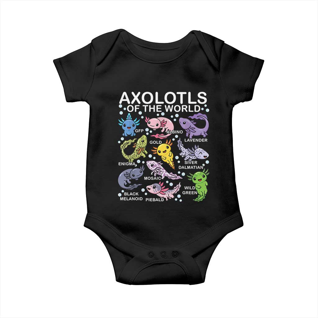 Kawaii Axolotl Baby Onesie Axolotls of the World Animals Aquarium Species TS02 Black Print Your Wear