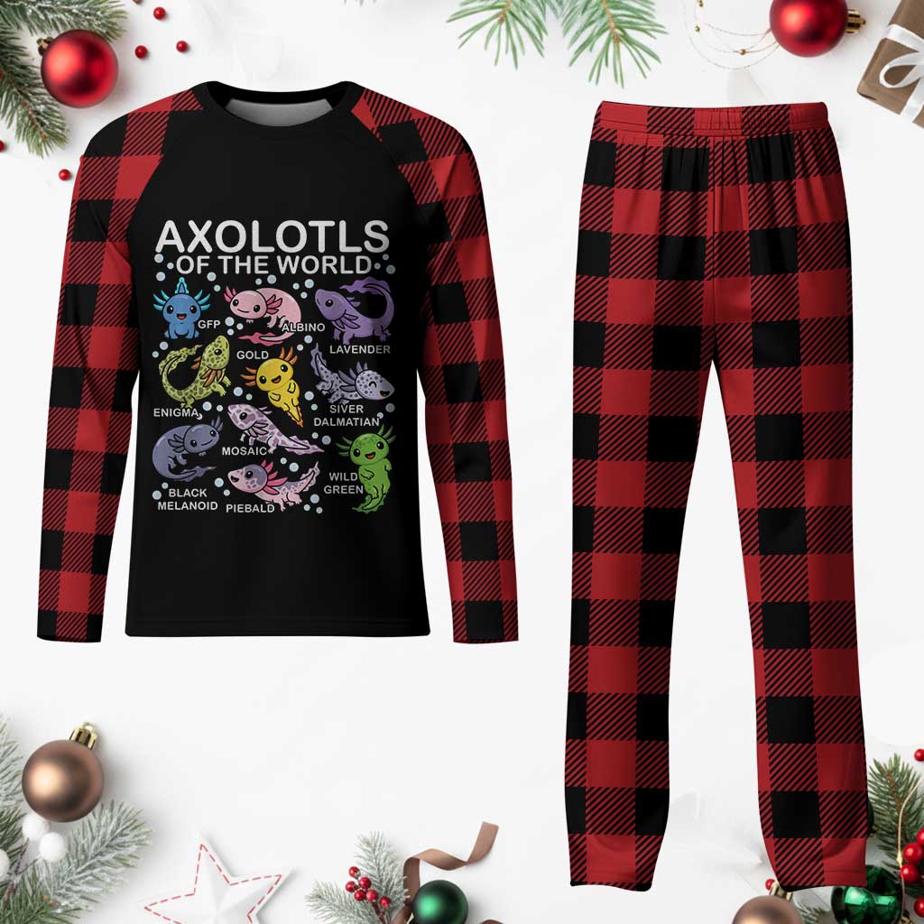 Kawaii Axolotl Plaid Pajama Set Axolotls of the World Animals Aquarium Species TS02 Buffalo Plaid Print Your Wear