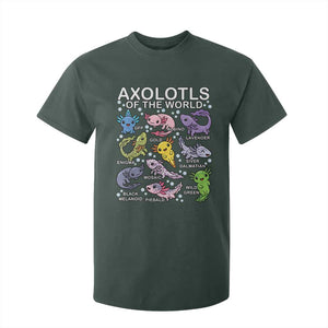 Kawaii Axolotl T Shirt For Kid Axolotls of the World Animals Aquarium Species TS02 Dark Forest Green Print Your Wear