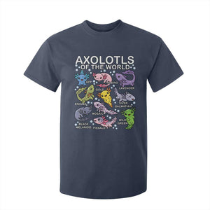 Kawaii Axolotl T Shirt For Kid Axolotls of the World Animals Aquarium Species TS02 Navy Print Your Wear