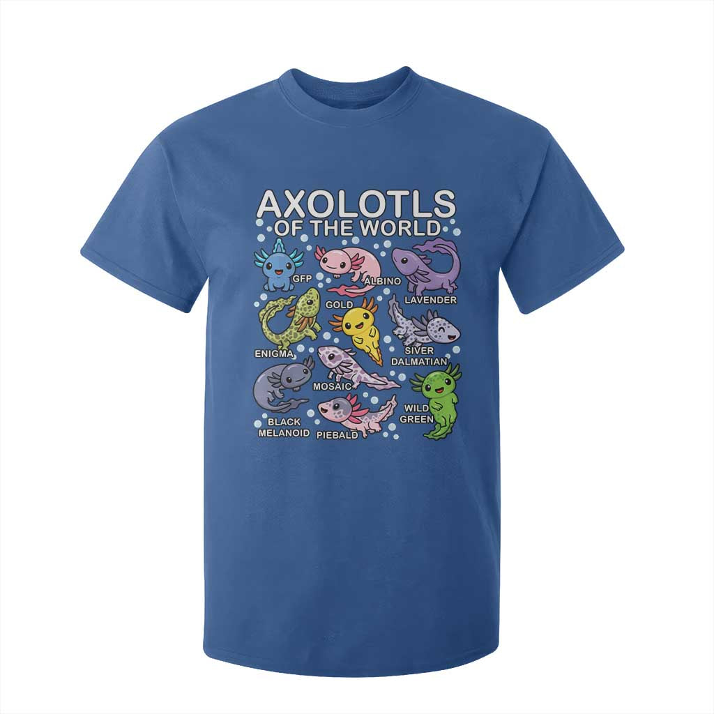 Kawaii Axolotl T Shirt For Kid Axolotls of the World Animals Aquarium Species TS02 Royal Blue Print Your Wear