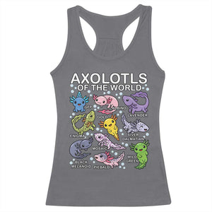 Kawaii Axolotl Racerback Tank Top Axolotls of the World Animals Aquarium Species TS02 Charcoal Print Your Wear