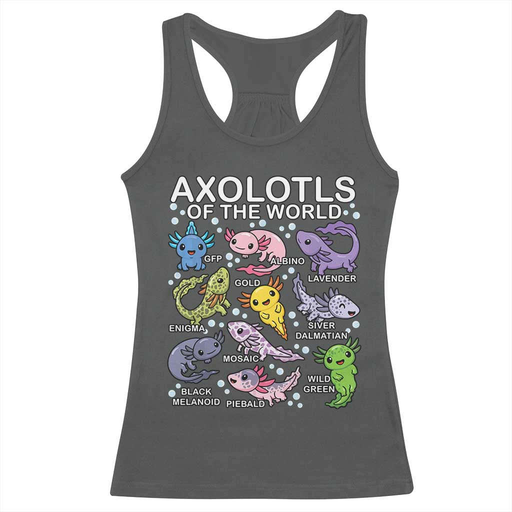 Kawaii Axolotl Racerback Tank Top Axolotls of the World Animals Aquarium Species TS02 Dark Heather Print Your Wear