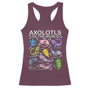 Kawaii Axolotl Racerback Tank Top Axolotls of the World Animals Aquarium Species TS02 Maroon Print Your Wear