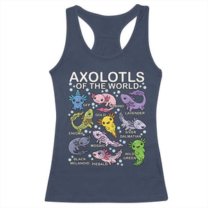 Kawaii Axolotl Racerback Tank Top Axolotls of the World Animals Aquarium Species TS02 Navy Print Your Wear
