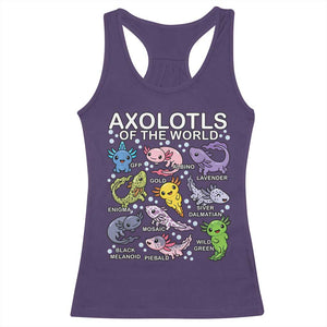 Kawaii Axolotl Racerback Tank Top Axolotls of the World Animals Aquarium Species TS02 Purple Print Your Wear