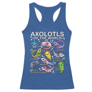 Kawaii Axolotl Racerback Tank Top Axolotls of the World Animals Aquarium Species TS02 Royal Blue Print Your Wear