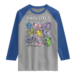 Kawaii Axolotl Raglan Shirt Axolotls of the World Animals Aquarium Species TS02 Sport Gray Royal Print Your Wear