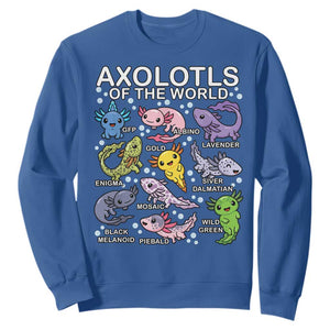 Kawaii Axolotl Sweatshirt Axolotls of the World Animals Aquarium Species TS02 Royal Blue Print Your Wear