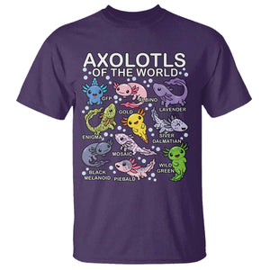 Kawaii Axolotl T Shirt Axolotls of the World Animals Aquarium Species TS02 Purple Print Your Wear