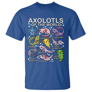 Kawaii Axolotl T Shirt Axolotls of the World Animals Aquarium Species TS02 Royal Blue Print Your Wear