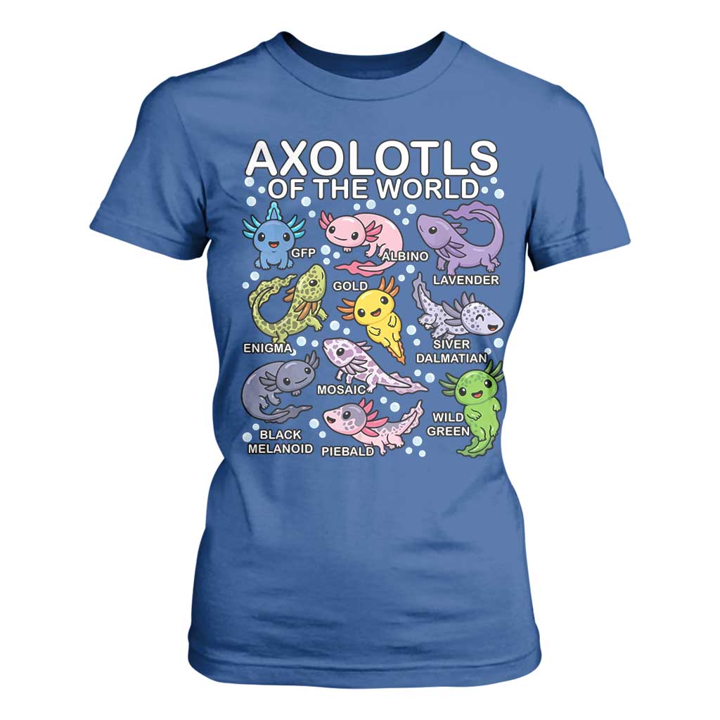 Kawaii Axolotl T Shirt For Women Axolotls of the World Animals Aquarium Species TS02 Royal Blue Print Your Wear