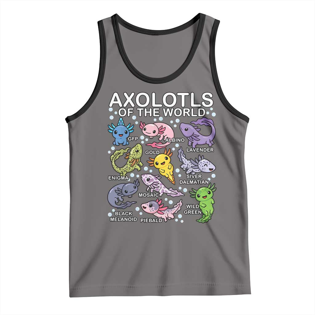 Kawaii Axolotl Tank Top Axolotls of the World Animals Aquarium Species TS02 Deep Heather Black Print Your Wear