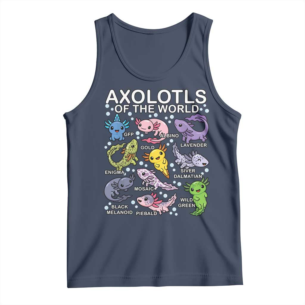 Kawaii Axolotl Tank Top Axolotls of the World Animals Aquarium Species TS02 Navy Print Your Wear
